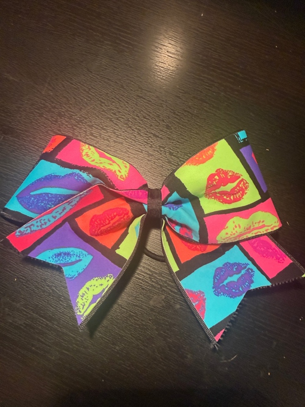 Colorful Pop Art Lip Print Cheer Bow